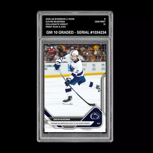 Graded 10 Gavin McKenna #1 Topps Now Bowman U Rookie Penn State Hockey RC Card Ice Hockey