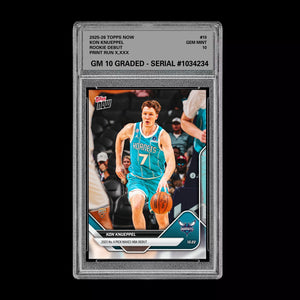 Graded 10 Kon Knueppel Rookie Card #10 RC 2025-26 Topps Now Basketball Hornets Basketball