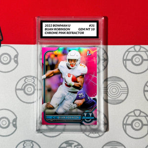 Graded 10 2022 1st Bowman U Bijan Robinson Rookie RC #31 CHROME PINK REFRACTOR Football