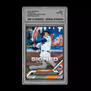 Graded 10 Juan Soto #OS-8 2024 MLB Topps NOW First New York Mets Card Baseball