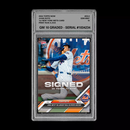 Graded 10 Juan Soto #OS-8 2024 MLB Topps NOW First New York Mets Card Baseball
