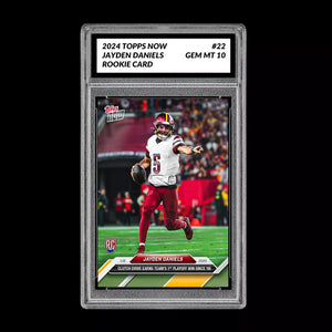 Graded 10 Jayden Daniels #22 RC PLAYOFF 2024 Topps NOW Rookie Card Football