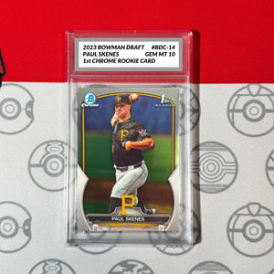 Graded 10 Paul Skenes RC 2023 1st Bowman CHROME Draft #BDC-14 Topps Rookie Card Baseball