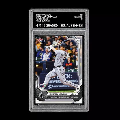 Graded 10 Munetaka Murakami Rookie Card 23 2026 Topps NOW White Sox PRESALE Baseball