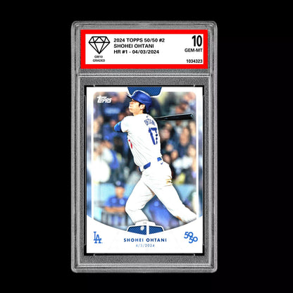 Graded 10 SHOHEI OHTANI HR #1 - 2024 Topps 50/50 Card #2 Dodgers MLB History Baseball