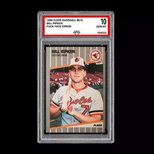 Graded 10 1989 Fleer #616 Bill Ripken ERROR on Bat Mint FCK FACE Error Card FF Baseball