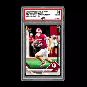 Graded 10 Fernando Mendoza #67 Indiana Hoosiers  2025-26 Bowman U NOW PRESALE Football
