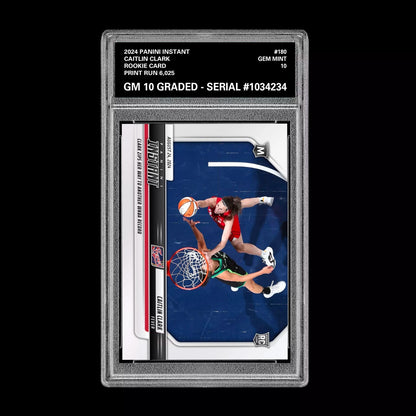 Graded 10 CAITLIN CLARK #180 RC Rookie Card 2024 Panini Instant Indiana Fever Basketball