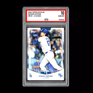 Graded 10 SHOHEI OHTANI HR #1 - 2024 Topps 50/50 Card #2 Dodgers MLB History Baseball