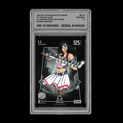 Caitlin Clark CC Graded 10 Rookie Steel BATTLEFOIL BF-45 Bo Jackson Battle Arena Basketball