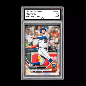 Graded 10 Juan Soto #17 2025 MLB Topps Now New York Mets 1st Home Run Baseball