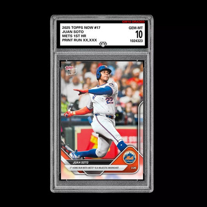 Graded 10 Juan Soto #17 2025 MLB Topps Now New York Mets 1st Home Run Baseball