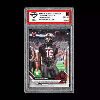 Graded 10 LaNorris Sellers 2025 Bowman U NOW Football Card 4 Gamecock  Football