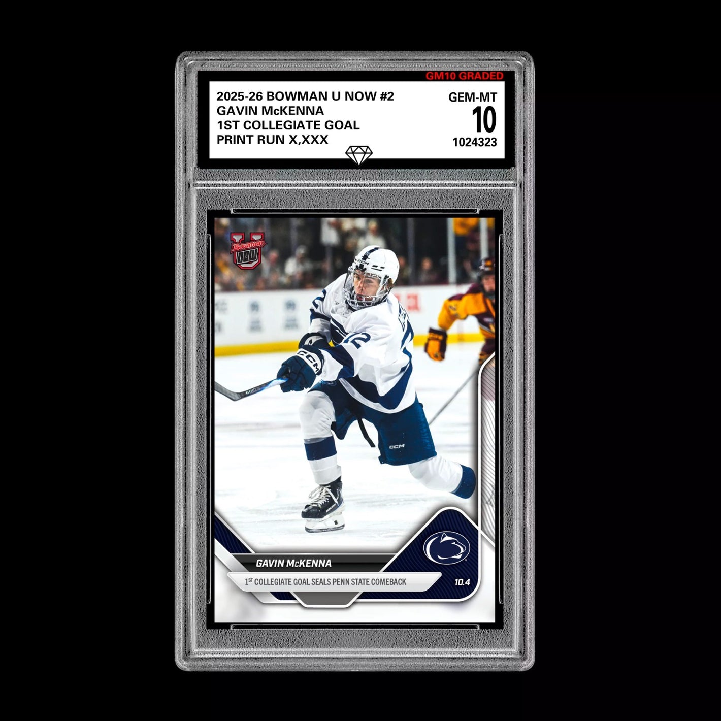 Graded 10 Gavin McKenna #2 Topps Now Bowman U Rookie Card Penn State Hockey RC Ice Hockey