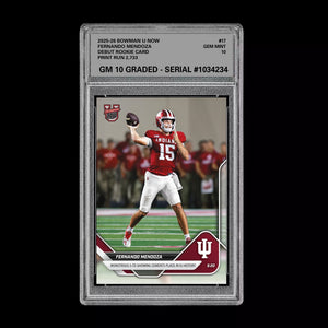 Graded 10 Fernando Mendoza RC Rookie 2025-26 Bowman U Topps Now #17  Football