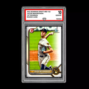 Graded 10 Jacob Misiorowski 2022 Bowman Draft #BD-132 1st Bowman Card Baseball