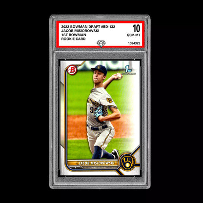 Graded 10 Jacob Misiorowski 2022 Bowman Draft #BD-132 1st Bowman Card Baseball