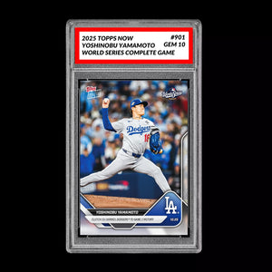 Graded 10 Yoshinobu Yamamoto 2025 MLB Topps NOW World Series CG Card #901 Baseball
