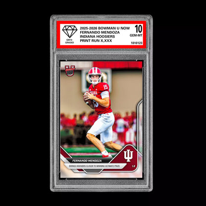 Graded 10 Fernando Mendoza #66 Indiana Hoosiers 2025-26 Bowman U NOW  Football