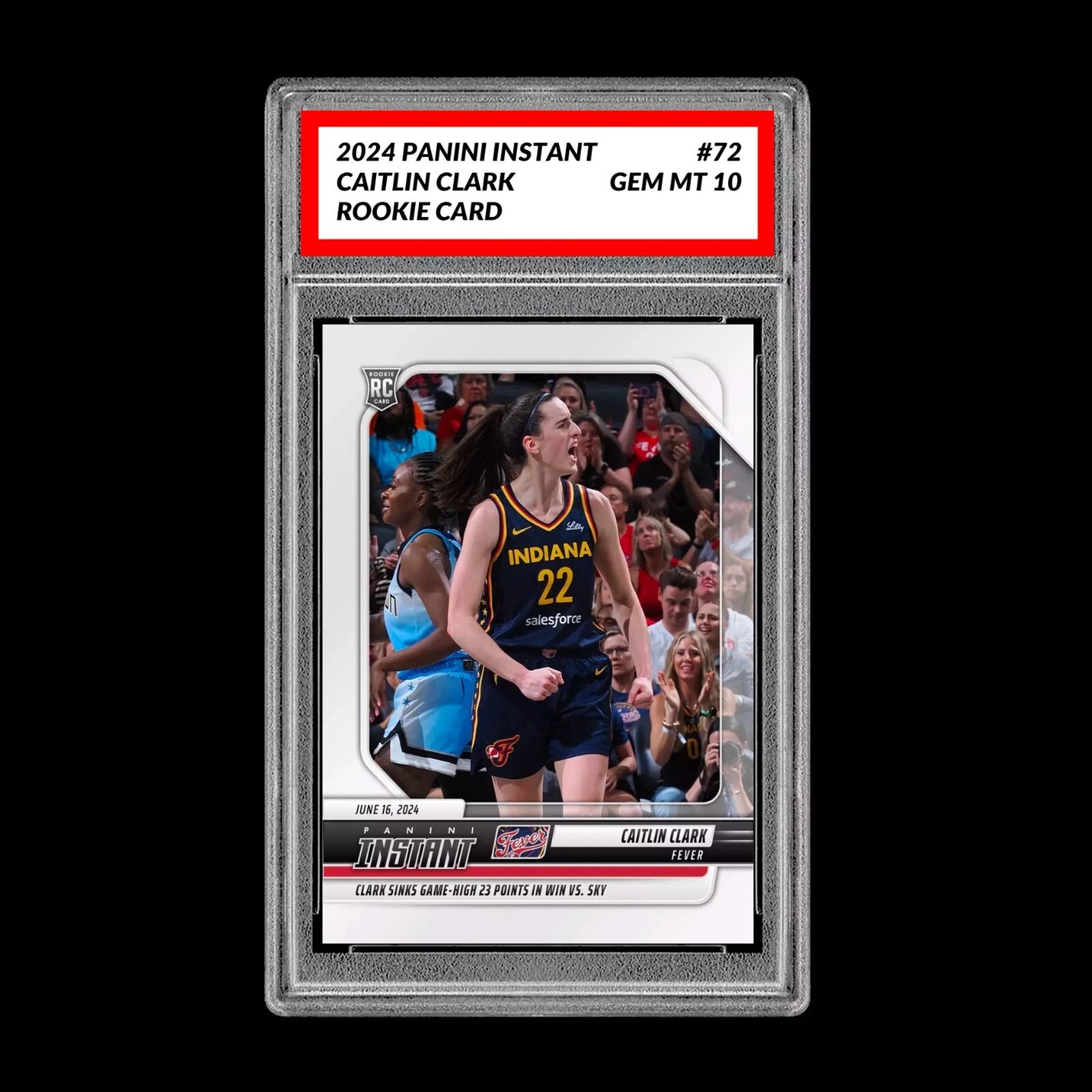 Graded 10 Caitlin Clark #72 2024 Panini Instant RC Rookie Card Indiana Fever Basketball