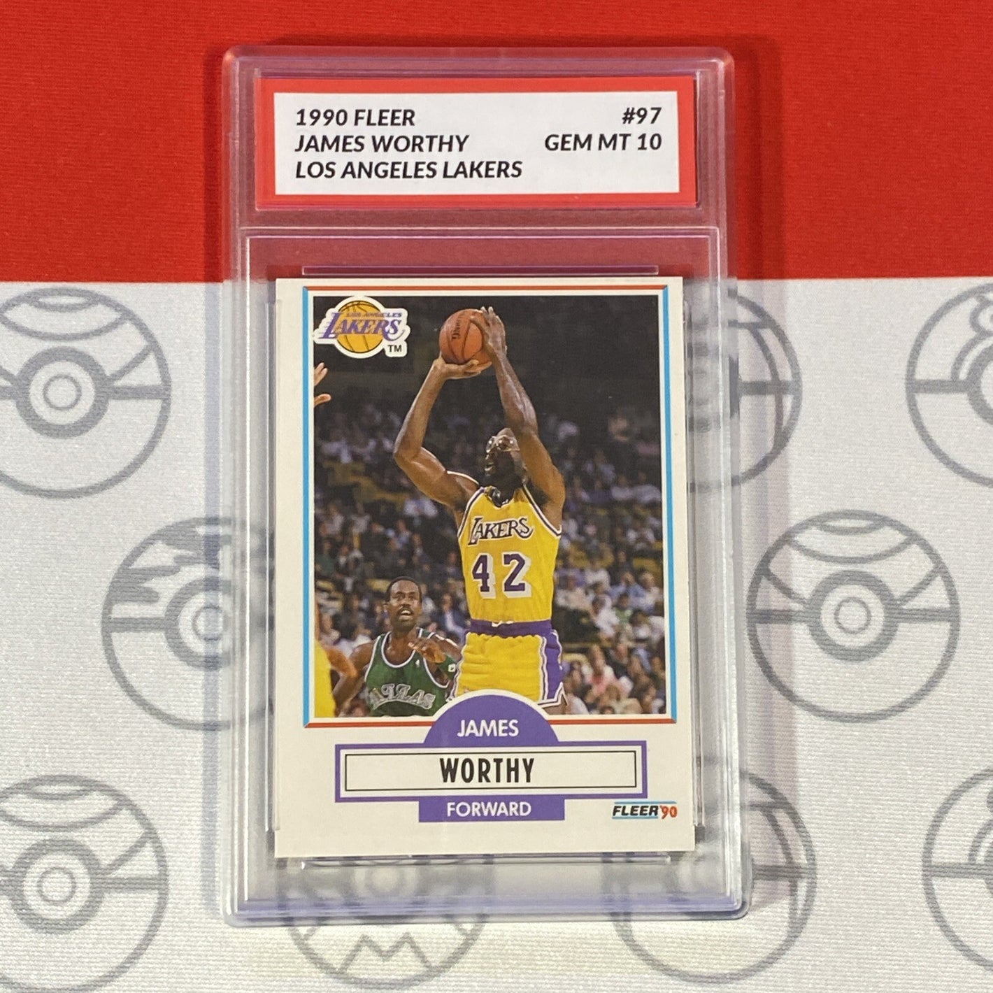 Graded 10 1990 Fleer James Worthy Card 97 MINT Los Angeles Lakers GEM MINT Basketball