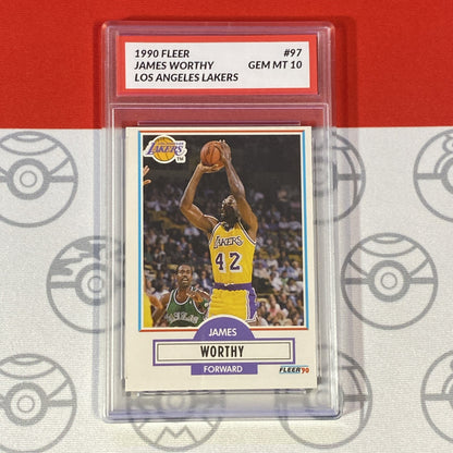 Graded 10 1990 Fleer James Worthy Card 97 MINT Los Angeles Lakers GEM MINT Basketball