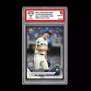 Graded 10 Jacob Misiorowski - 2025 TOPPS NOW #402 RC Rookie Call Up Card Baseball