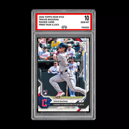 Graded 10 Travis Bazzana 2026 Topps NOW #153 Rookie Card Guardians PRESALE Baseball