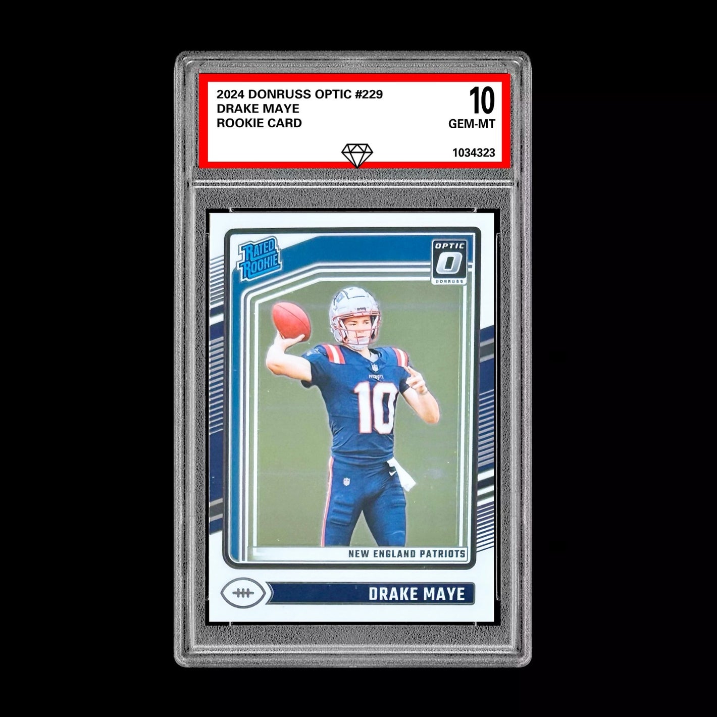 Graded 10 Drake Maye Panini 2024 Donruss Optic Rated Rookie #229 (RC) GEM MT Football