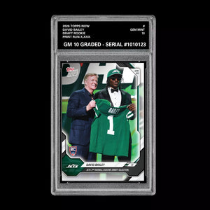Graded 10 David Bailey  2025-26 TOPPS NOW RC Rookie Card Jets Football