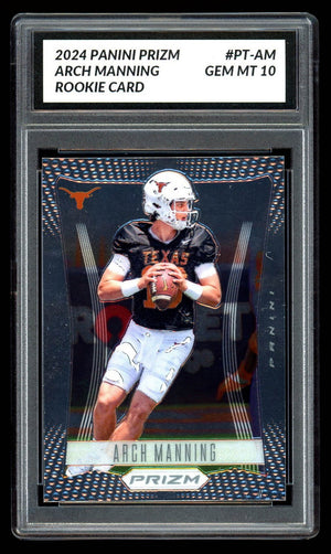 Graded 10 ARCH MANNING RC Rookie Card 2024 Panini Prizm #PT-AM Texax Longhorns Football