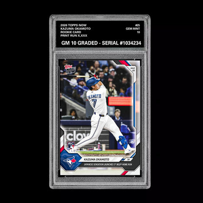 Graded 10 Kazuma Okamoto Rookie Card 25 2026 Topps NOW Toronto Blue Jays PRESALE Baseball