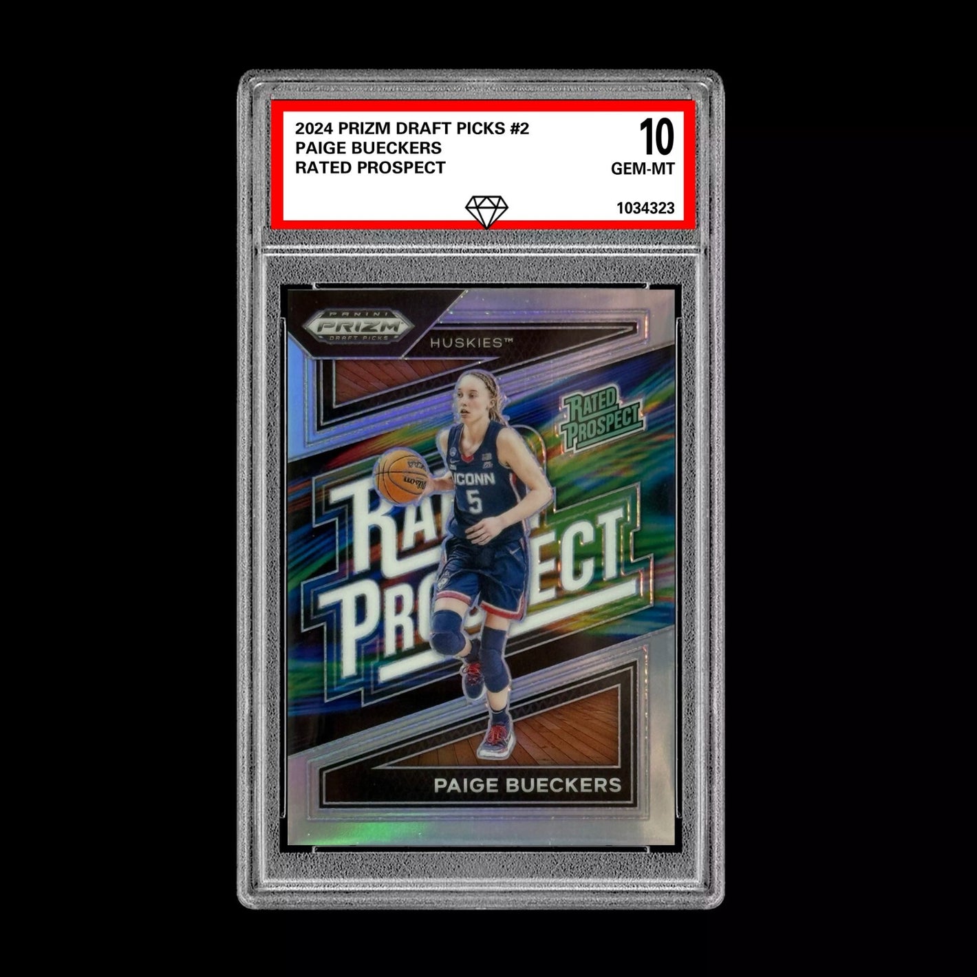 Graded 10 Paige Bueckers #2 RC 2024 Panini Prizm Draft Picks Rated Rookie Card Basketball