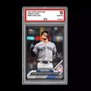 Graded 10 Aaron Judge 2024 Topps Now #409 Tied Yankees 33 HR's Atlanta Braves Baseball