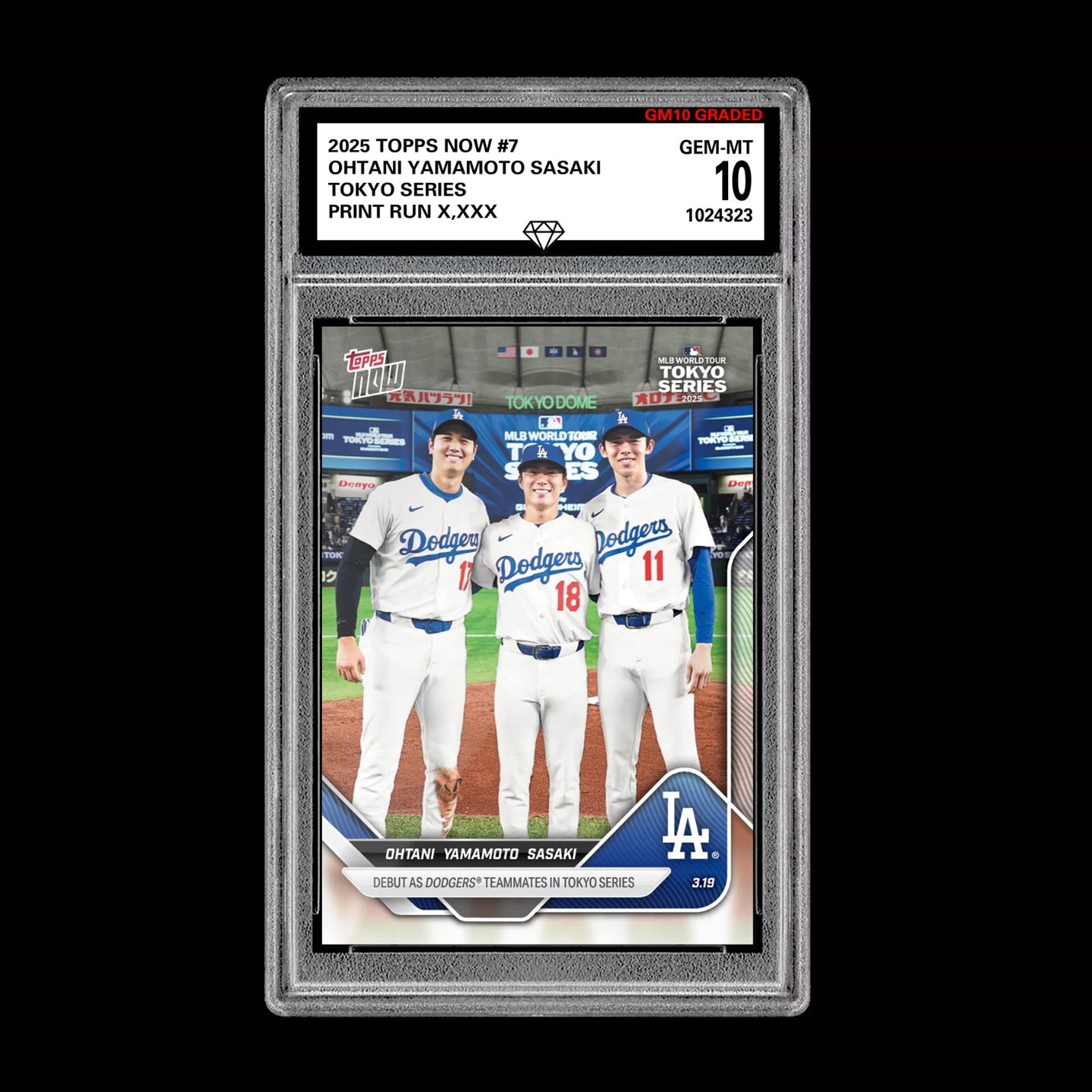 Graded 10 Shohei Ohtani Roki Sasaki Yamamoto RC 2025 Topps NOW Card #7  Baseball