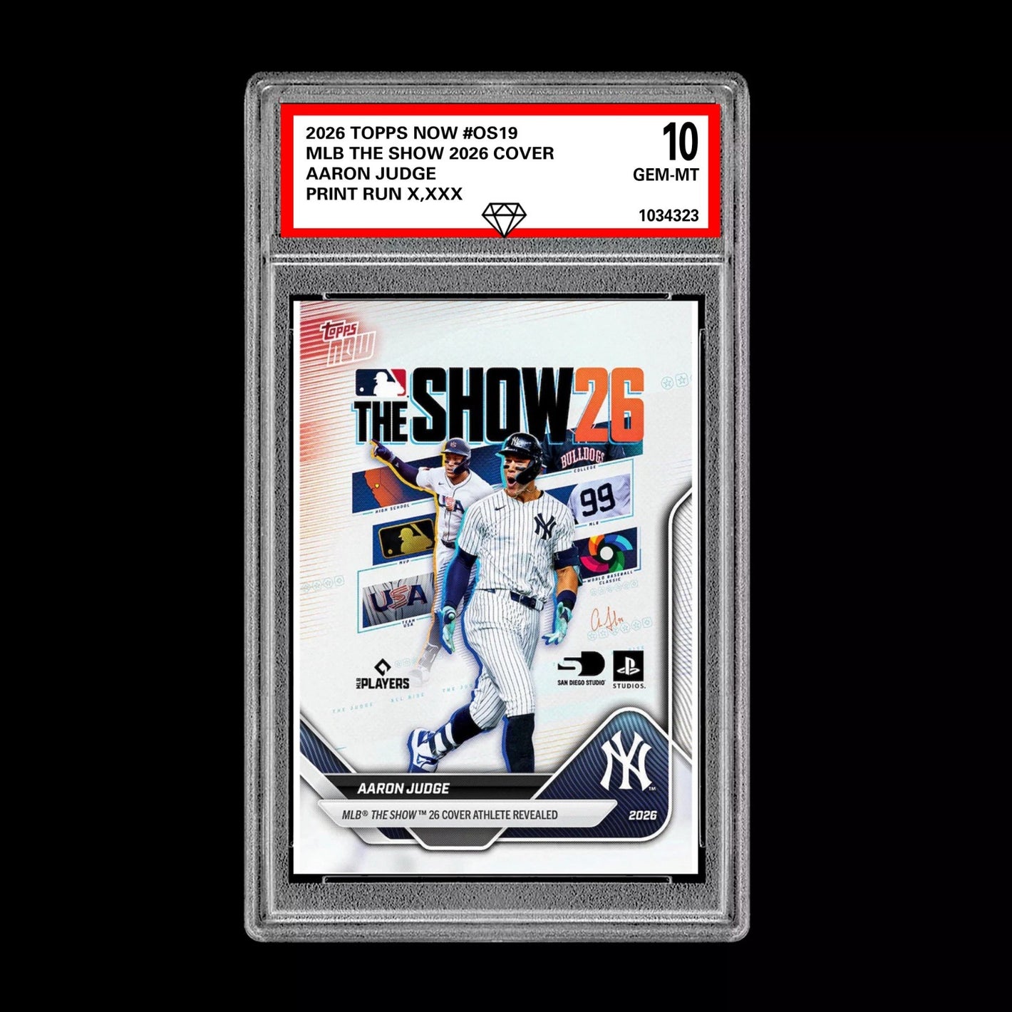 Graded 10 Aaron Judge #OS19 2026 Topps Now MLB The Show Cover Yankees  Football