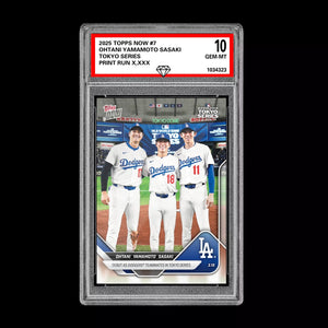 Graded 10 Shohei Ohtani Roki Sasaki Yamamoto RC 2025 Topps NOW Card #7  Baseball