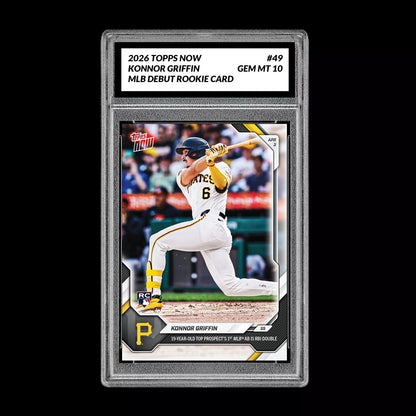 Graded 10 Konnor Griffin RC Rookie #49 2026 Topps Now MLB Debut Pirates Presale Baseball