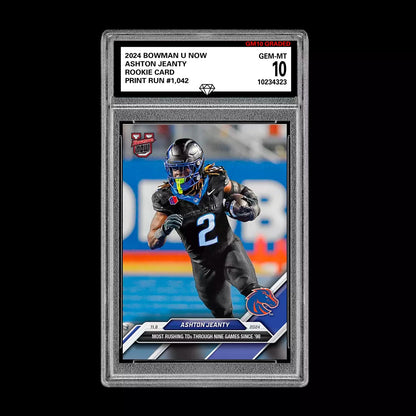 Graded 10 Ashton Jeanty Boise State 2024 Bowman U NOW Football Card 38 RC Rookie Football