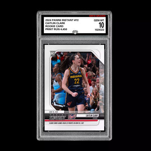 Graded 10 Caitlin Clark #72 2024 Panini Instant RC Rookie Card Indiana Fever Basketball