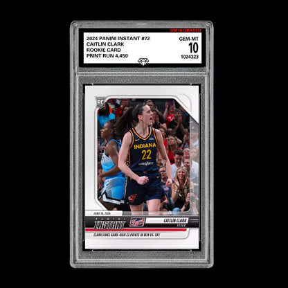 Graded 10 Caitlin Clark #72 2024 Panini Instant RC Rookie Card Indiana Fever Basketball