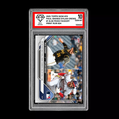 Graded 10 Paul Skenes/Dylan Crews 2025 MLB Topps NOW Card #70  Baseball