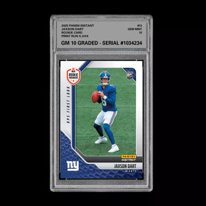 Graded 10 Jaxson Dart #13 RC Rookie 2025 Panini Instant NFL RPS Premiere  Football