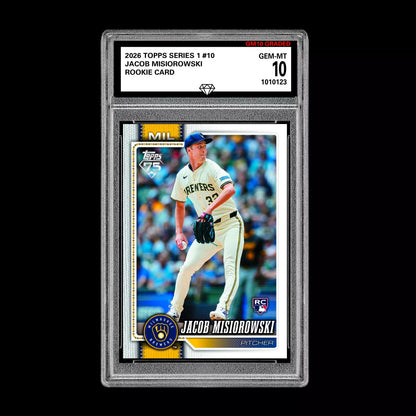 Graded 10 Jacob Misiorowski #10 2026 Topps Series 1 Milwaukee Brewers Baseball