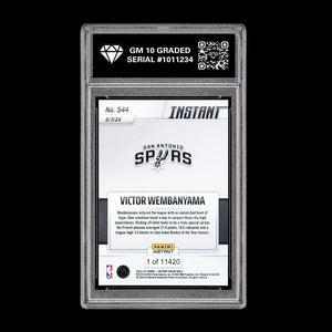 Graded 10 Victor Wembanyama RC #544 2023 Panini Instant Rookie San Antonio Spurs Basketball