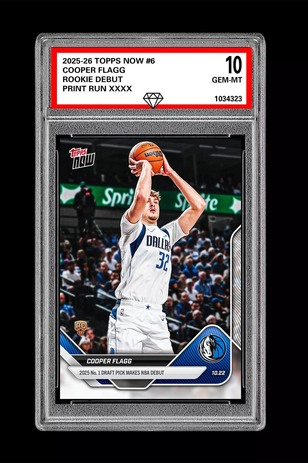 Graded 10 Cooper Flagg #6 1st Rookie Card Dallas Mavericks 2025-26 Topps Now RC Basketball