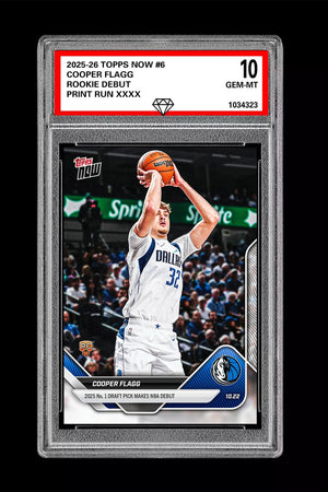 Graded 10 Cooper Flagg #6 1st Rookie Card Dallas Mavericks 2025-26 Topps Now RC Basketball