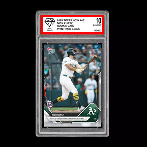 Graded 10 Nick Kurtz - 2025 TOPPS NOW #401 RC Rookie Oakland Athletics Baseball