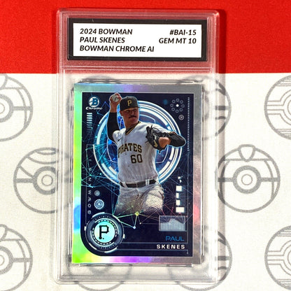 Graded 10 Paul Skenes RC Rookie #BAI-15 2024 Bowman Chrome Pirates Gem Mint Baseball