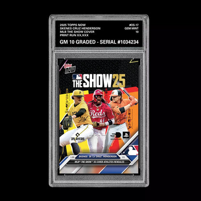GRADED 10 Skenes Cruz Henderson 2025 Topps Now MLB The Show Cover RC Football